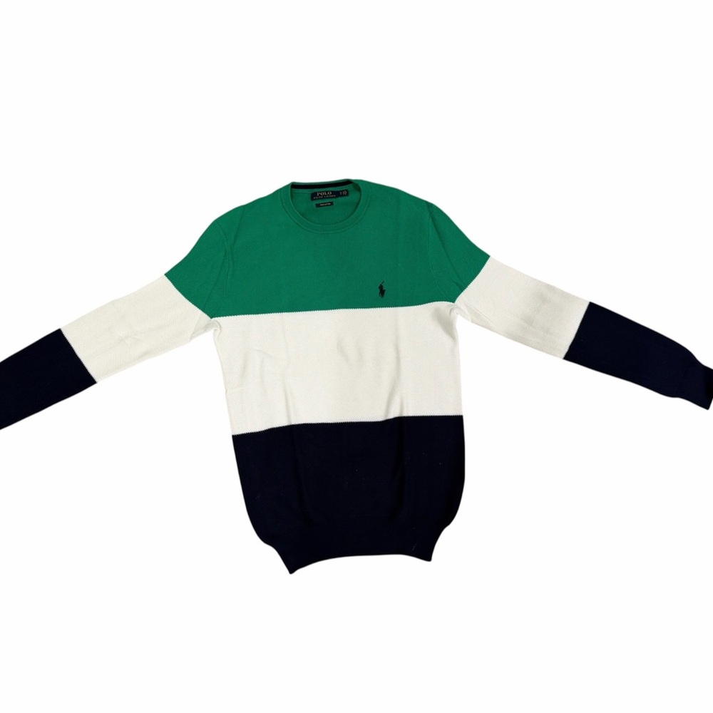 Polo Ralph Lauren Green, White, and Black Crewneck Sweater